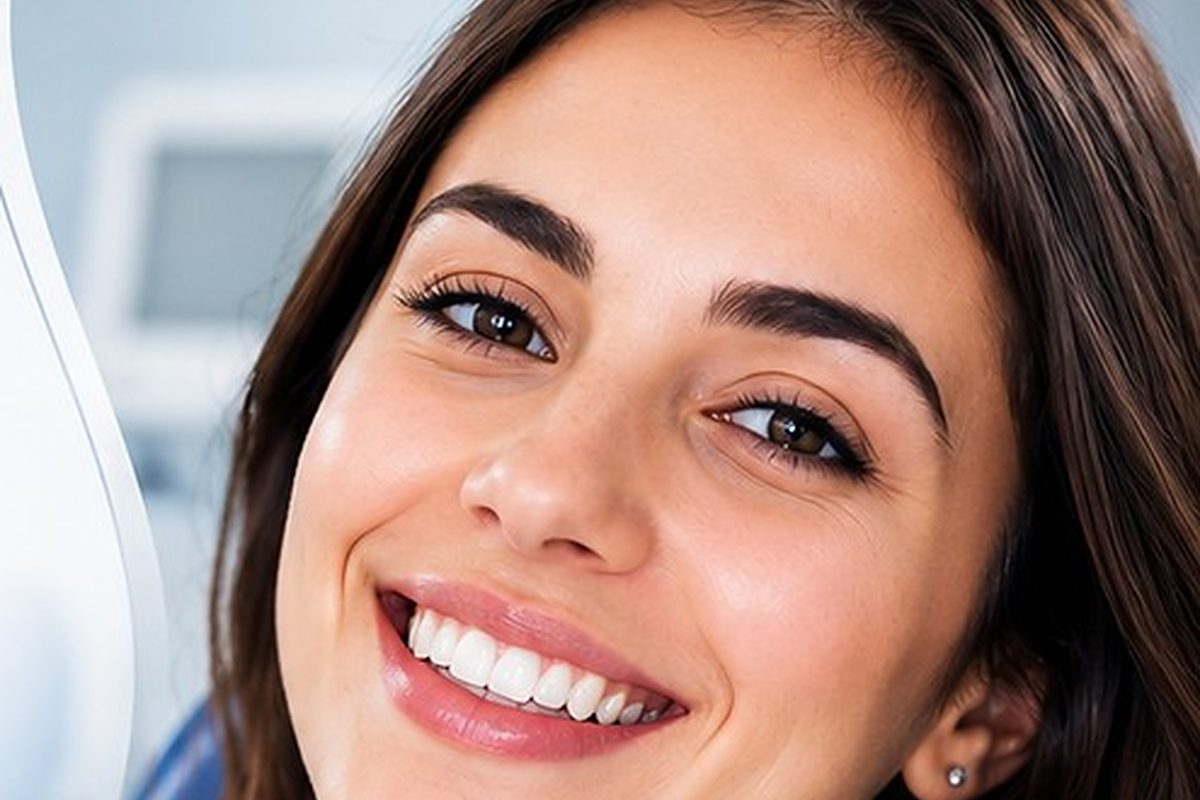 A patient smiling after treatment at Al Najma Dental Clinic in Sharjah